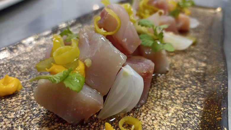 9junio dados de atun rojo marinado con encurtidos y escabeche 