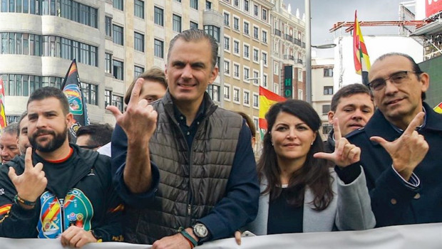 ep el secretario general de vox javier ortega smith asiste a la manifestacion convocada por jusapol