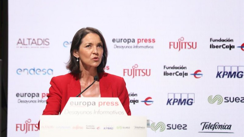 La ministra de Industria, Comercio y Turismo, Reyes Maroto, durante su intervención en un Desayuno Informativo Europa Press celebrado en Espacio Villanueva, Madrid (España), a 22 de julio de 2020. | Marta Fernández Jara - Europa Press ep la ministra de industria comercio y turismo reyes maroto durante su intervencion en un desayuno