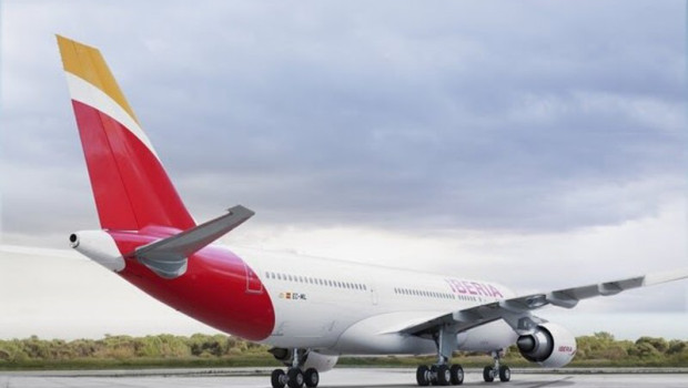 ep archivo   avion de iberia imagen de archivo