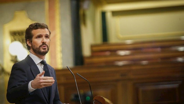 ep el lider del pp pablo casado interviene en el pleno del congreso que debate la tercera prorroga