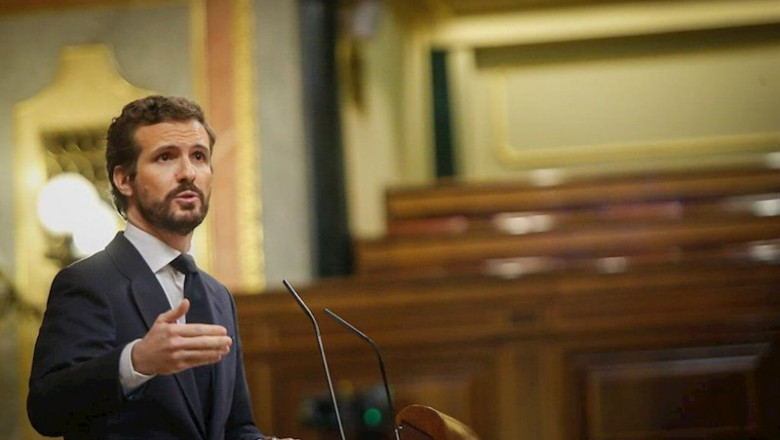 ep el lider del pp pablo casado interviene en el pleno del congreso que debate la tercera prorroga