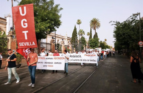 ep manifestacion en sevilla de trabajadores de abengoa en una foto de archivo