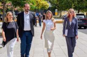 ep yolanda diaz la consellera eva menor y el alcalde de mataro david bote