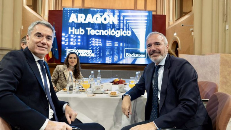 ep el presidente del gobierno de aragon jorge azcon con representantes de blackstone