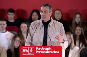 ep el presidente del gobierno pedro sanchez en un acto de campana del psoe en huesca