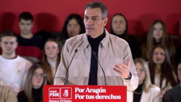 ep el presidente del gobierno pedro sanchez en un acto de campana del psoe en huesca
