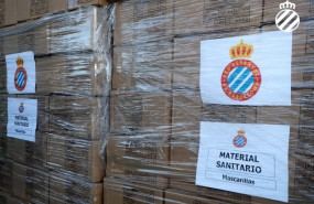 ep envio de 6000 mascarillas del rcd espanyol a centros hospitalarios