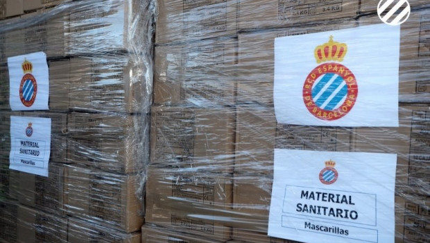 ep envio de 6000 mascarillas del rcd espanyol a centros hospitalarios