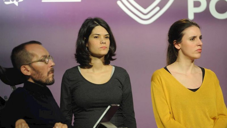 (I-D) El secretario de Acción de Gobierno, Acción Institucional y Programa de Podemos, Pablo Echenique; la portavoz de Unidas Podemos en la Asamblea de Madrid, Isa Serra; y la dirigente de la formación morada, Irene Montero. | Alberto Paredes - Europa Press - Archivo ep i-d el secretario de accion de gobierno accion institucional y programa de podemos pablo