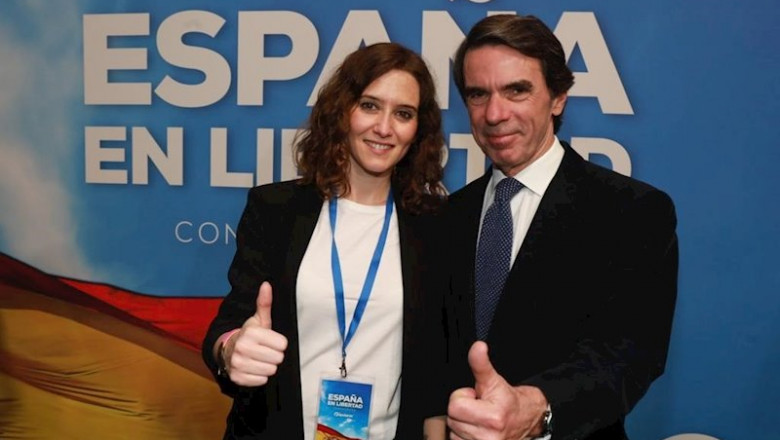 ep isabel diaz ayuso y jose maria aznar en convencion nacional pp celebrada en 2019