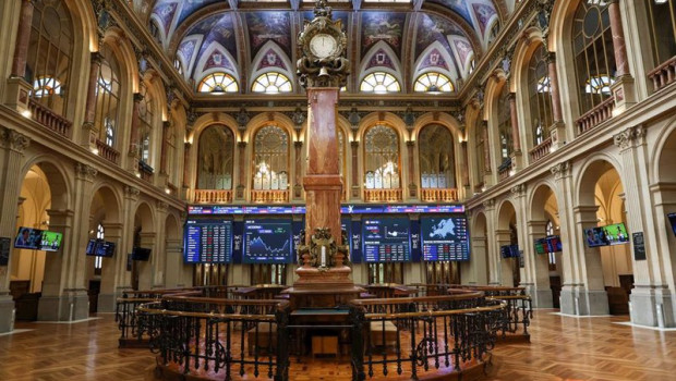 ep paneles con indices bursatiles en el palacio de la bolsa a 8 de septiembre de 2023 en madrid
