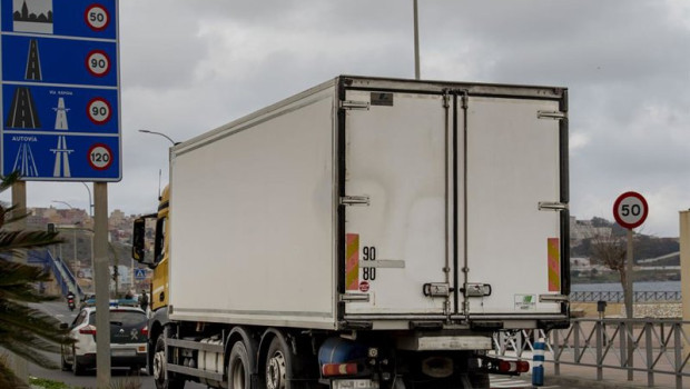 ep archivo   un camion pasa por la aduana comercial de ceuta