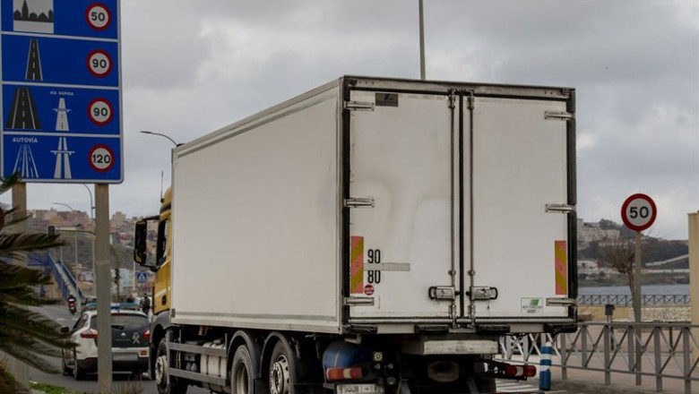 ep archivo   un camion pasa por la aduana comercial de ceuta