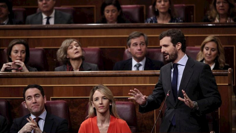 El presidente del PP, Pablo Casado, pregunta al presidente del Gobierno, Pedro Sánchez, durante una sesión de control al Gobierno en el Congreso de los Diputados, Madrid | Eduardo Parra - Europa Press ep el presidente del pp pablo casado pregunta al presidente del gobierno pedro sanchez durante una