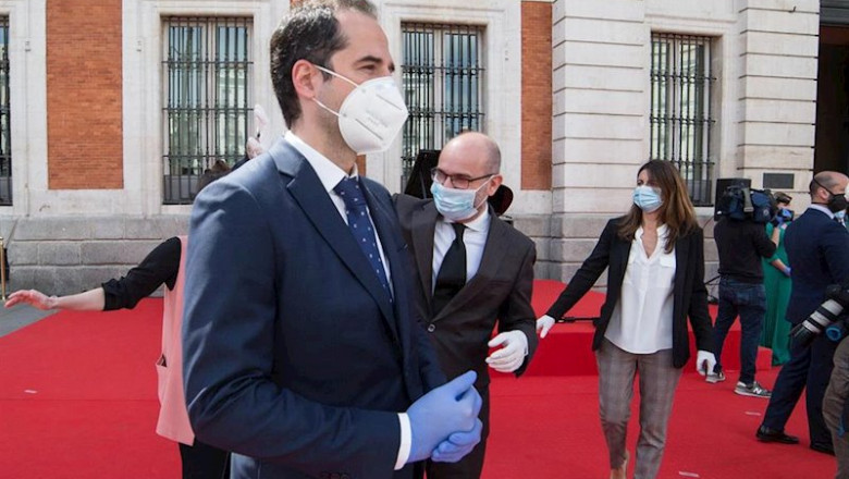 Ignacio Aguado, Vicepresidente de la Comunidad de Madrid, durante el acto de homenaje a los héroes del coronavirus celebrado en la Puerta del Sol en el día de la Comunidad de Madrid durante a Pandemia Covid-19. En Madrid, España, a 2 de mayo de 2020. | Joaquin Corchero / Europa Press ep ignacio aguado vicepresidente de la comunidad de madrid durante el acto de homenaje a los heroes