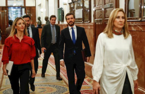 ep la portavoz del grupo popular cayetana alvarez de toledo y el lider del pp pablo casado asisten