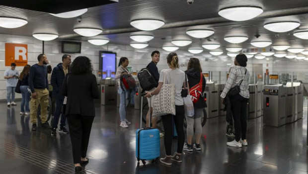 ep archivo   varias personas en la estacion de renfe y metro la sagrera a 12 de mayo de 2024 en