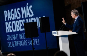 ep el presidente del partido popular alberto nunez feijoo durante el acto pagas mas recibes menos
