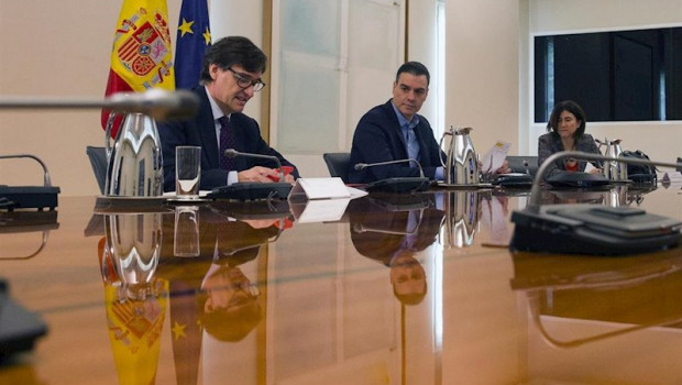 ep i-d el ministro de sanidad salvador illa y el presidente del gobierno pedro sanchez se reunen por