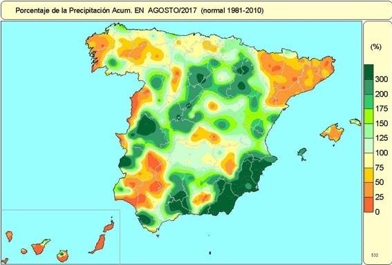 Agosto de 2017 fue un 26% más húmedo de lo normal y "muy cálido" | AEMET ep agosto2017un 26 mas humedolo normal y muy calido