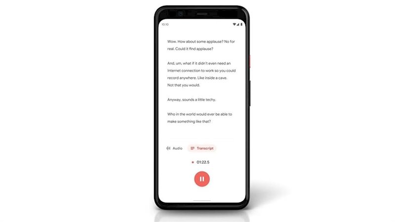 ep aplicacion grabadora de google en un pixel 4