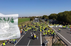 ep cortes en la carretera producidos por una protesta del sector agrario andaluz