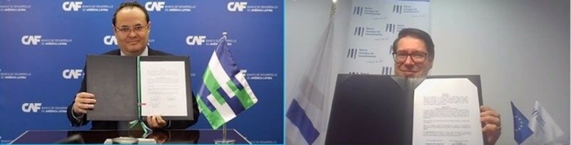 El presidente ejecutivo de CAF, Luis Carranza, y el vicepresidente del BEI, Ricardo Mourinho. | CAF / BEI - Archivo ep el presidente ejecutivo de caf luis carranza y el vicepresidente del bei ricardo mourinho
