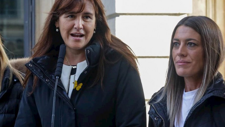Las diputadas de JxCat en el Congreso, Laura Borrás (i) y Míriam Nogueras (d) en las inmediaciones de la Cámara Alta tras la sesión de constitución de las Cortes para la XIV Legislatura, en Madrid (España), a 3 de diciembre de 2019. | Ricardo Rubio - Europa Press ep las diputadas de jxcat en el congreso laura borras i y miriam nogueras d en las inmediaciones de
