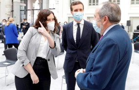 ep la presidenta de la comunidad de madrid isabel diaz ayuso junto al presidente del pp pablo casado