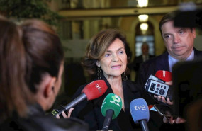 ep la vicepresidenta del gobierno en funciones carmen calvo ante los medios de comunicacion en una