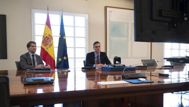 ep el presidente del gobierno pedro sanchez durante la videoconferencia con los miembros del g20 el