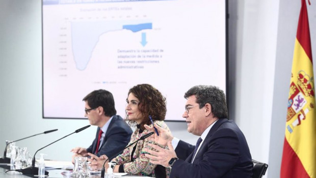 ep la ministra portavoz y de hacienda maria jesus montero el ministro de sanidad salvador illa y el