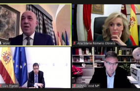 ep luis planas antonio ruiz y ana maria romero en el webinar sobre el aceite de oliva