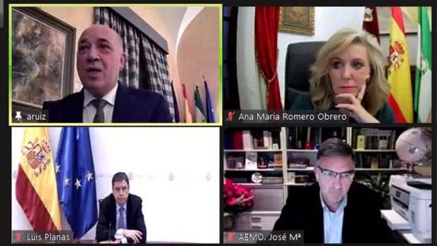 ep luis planas antonio ruiz y ana maria romero en el webinar sobre el aceite de oliva