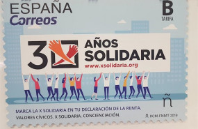 ep sello de correos por los 30 anos de la x solidaria