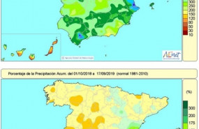 ep distribucion de las lluvias recogidas en espana en el ano hidrologico que indican una falta de