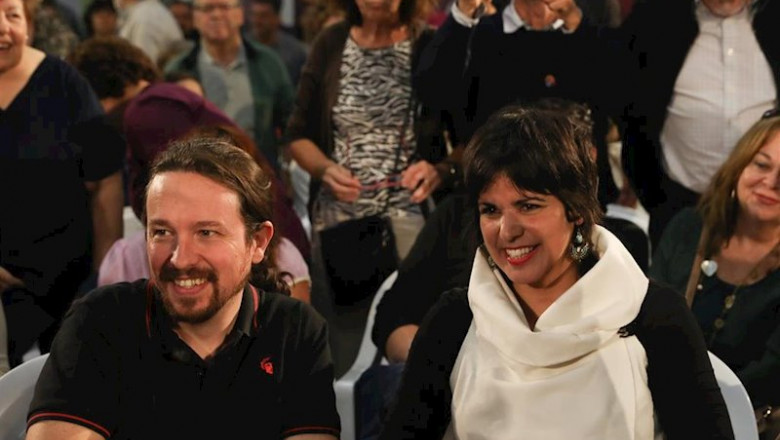 El candidato de Unidas Podemos a la Presidencia del Gobierno, Pablo Iglesias, junto a la coordinadora general de Podemos Andalucía, Teresa Rodríguez | EUROPA PRESS ep el candidato de unidas podemos a la presidencia del gobierno pablo iglesias junto a la