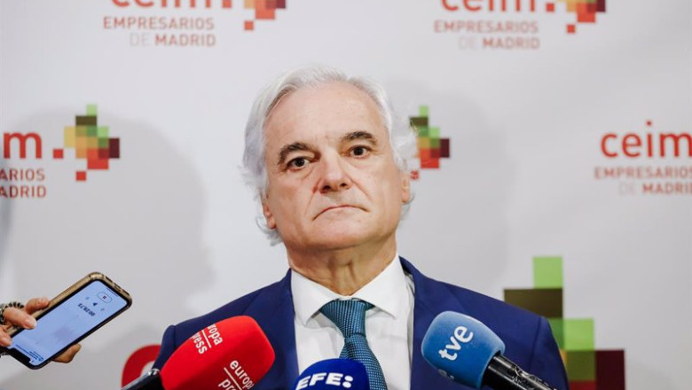 El presidente de CEIM, Miguel Garrido, ofrece declaraciones a los medios durante la clausura de la Asamblea General 2022 de la Confederación Empresarial de Madrid-CEOE (CEIM), a 21 de junio de 2022, en Madrid (España). | Carlos Luján - Europa Press ep el presidente de ceim miguel garrido ofrece declaraciones a los medios durante la clausura de la
