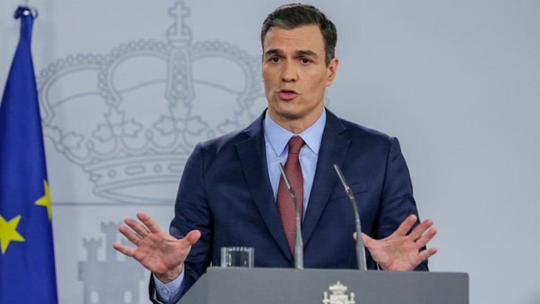 El presidente del Gobierno, Pedro Sánchez, en una intervención en La Moncloa | Ricardo Rubio - Europa Press ep el presidente del gobierno pedro sanchez en una intervencion en la moncloa