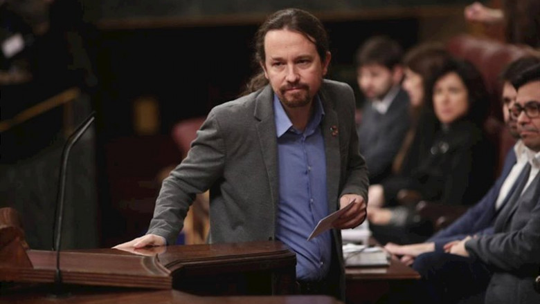 ep el secretario general de podemos pablo iglesias sube a la tribuna del congreso para intervenir en