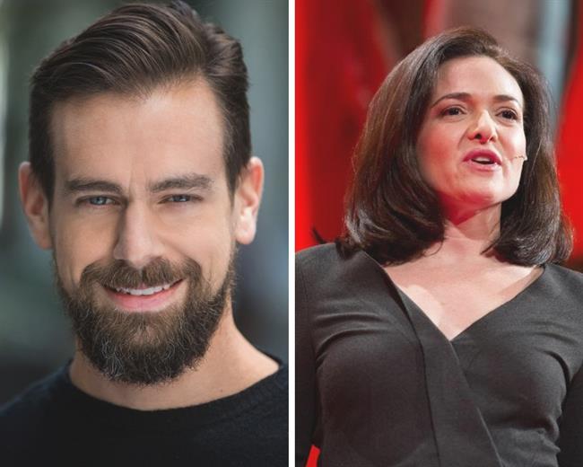 Jack Dorsey, CEO de Twitter (izq) y Shery Sandberg, jefa de operaciones de Faceb | TWITTER / TED ep jack dorsey ceotwitter izq y shery sandberg jefaoperacionesfaceb