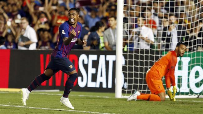 Malcom celebra un gol con el Barça | @FCBARCELONA ep malcom celebragolbara