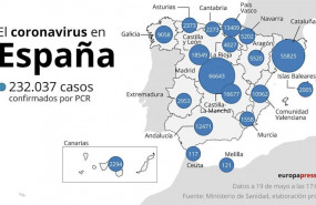 ep mapa con casos de coronavirus en espana a 19 de mayo a las 1700