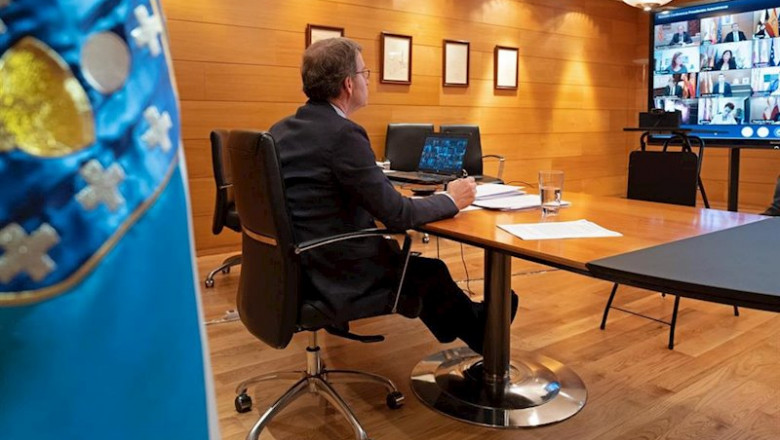 O titular do Goberno galego durante unha videoconferencia co presidente do Goberno central os demais presidentes autonómicos | XUNTA ep o titular do goberno galego durante unha videoconferencia co presidente do goberno central os