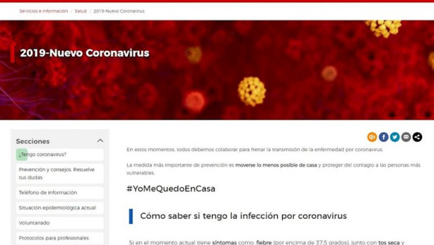 ep web de la comunidad de madrid sobre el coronavirus