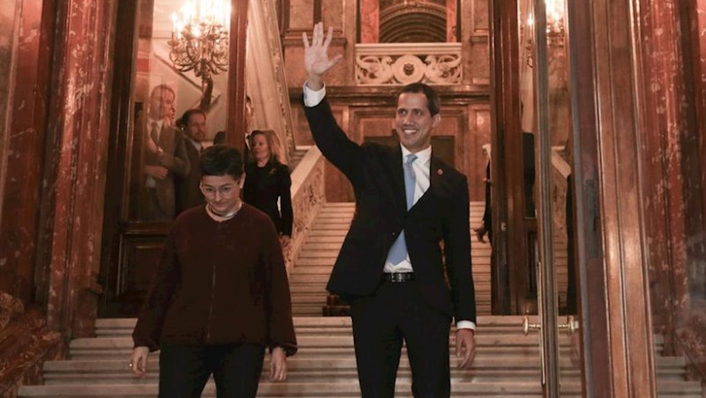 El presidente encargado de Venezuela, Juan Guaidó , saluda junto a la ministra de Asuntos Exteriores, UE y Cooperación, Arancha González Laya, en Madrid (España) a 25 de enero de 2020. | Ricardo Rubio - Europa Press - Archivo ep el presidente encargado de venezuela juan guaido saluda junto a la ministra de asuntos exteriores
