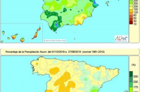 ep las lluvias acumuladas en espana en lo que va de ano hidrologico hasta el 29 de agosto son un 15