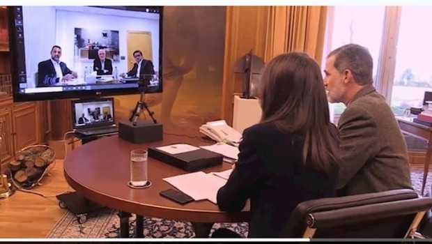 ep videoconferencia de los reyes con el presidente de mercadona juan roig