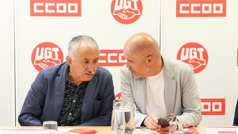 Los secretarios generales de CCOO y UGT, Unai Sordo y Pepe Álvarez | Marta Fernández Jara - Europa Press - Archivo ep archivo los secretarios generales de ccoo y ugt unai sordo d y pepe alvarez i 20240422171804